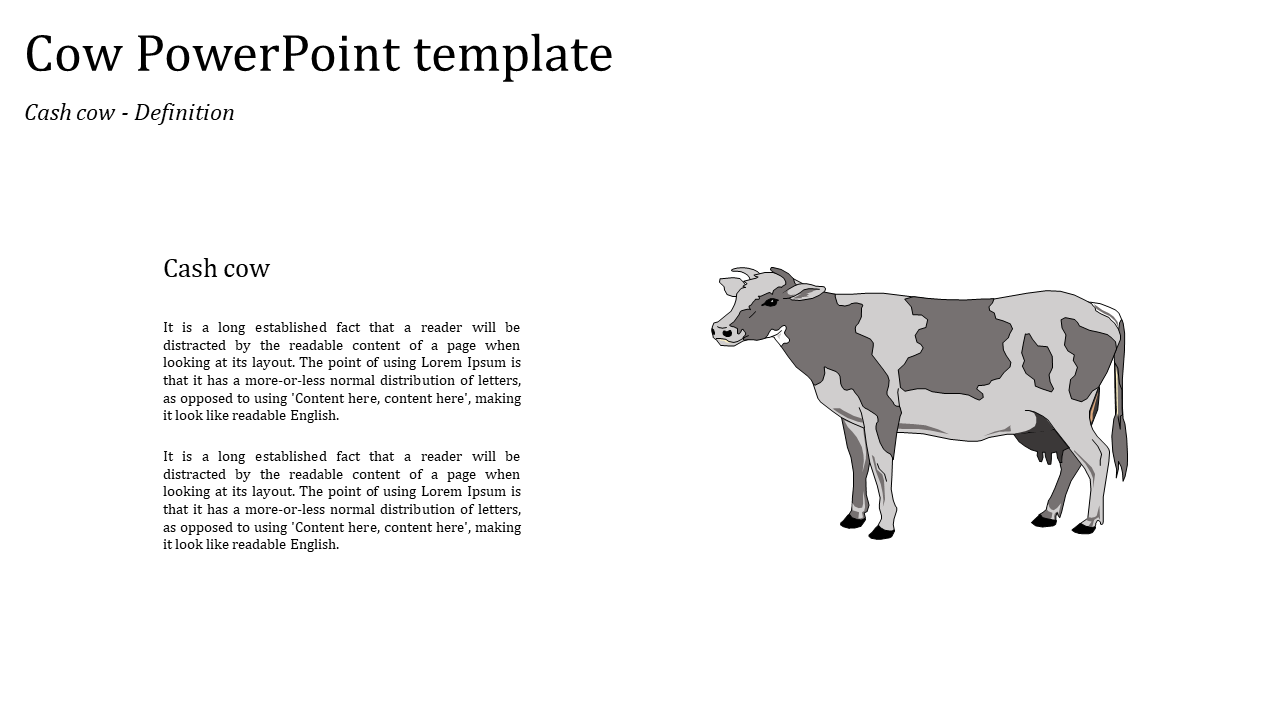 Professional Cow PowerPoint Template Presentation Slide